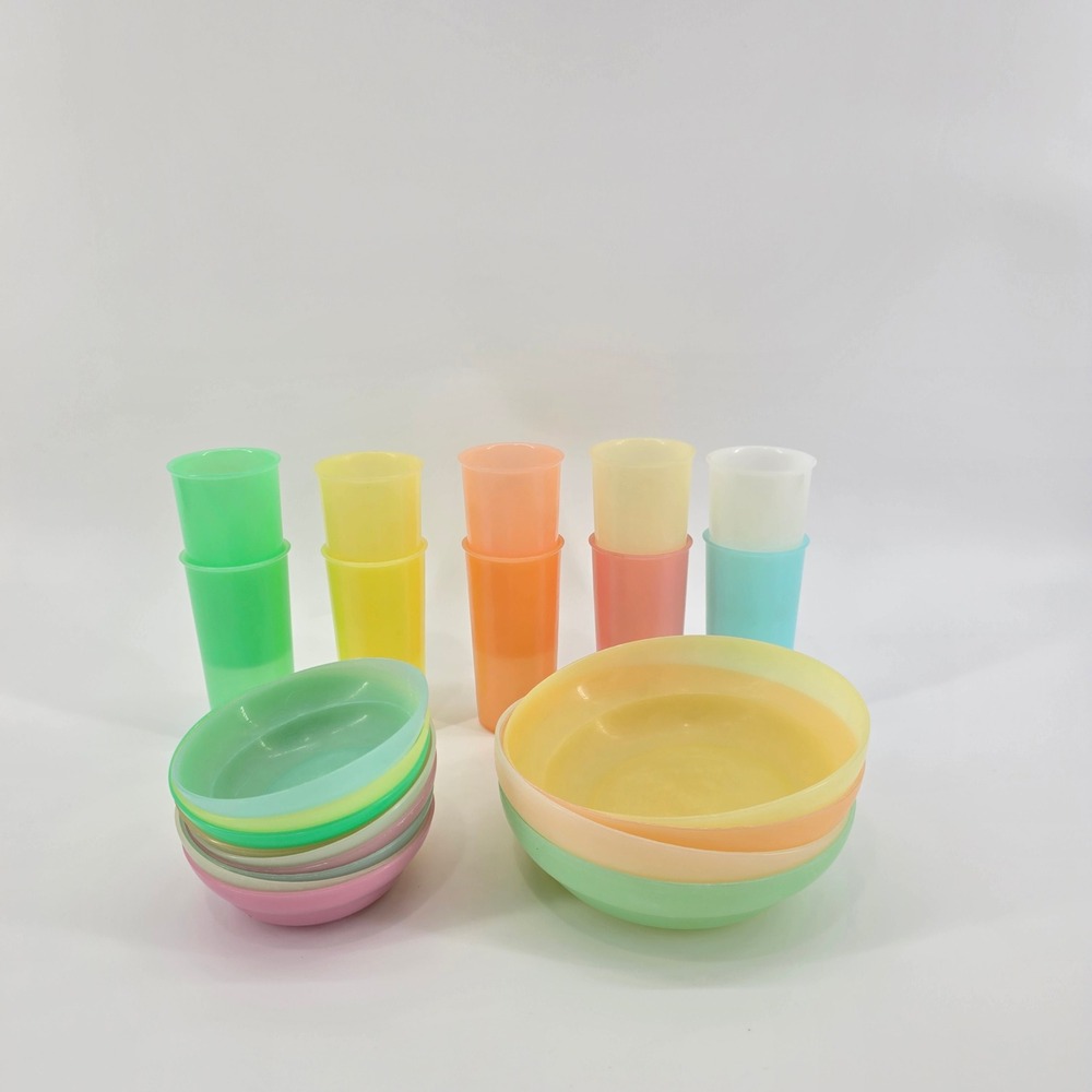 Vintage Tupperware Retro Bowl and Tumbler Set Pastel Multicolor 23 Piece Set